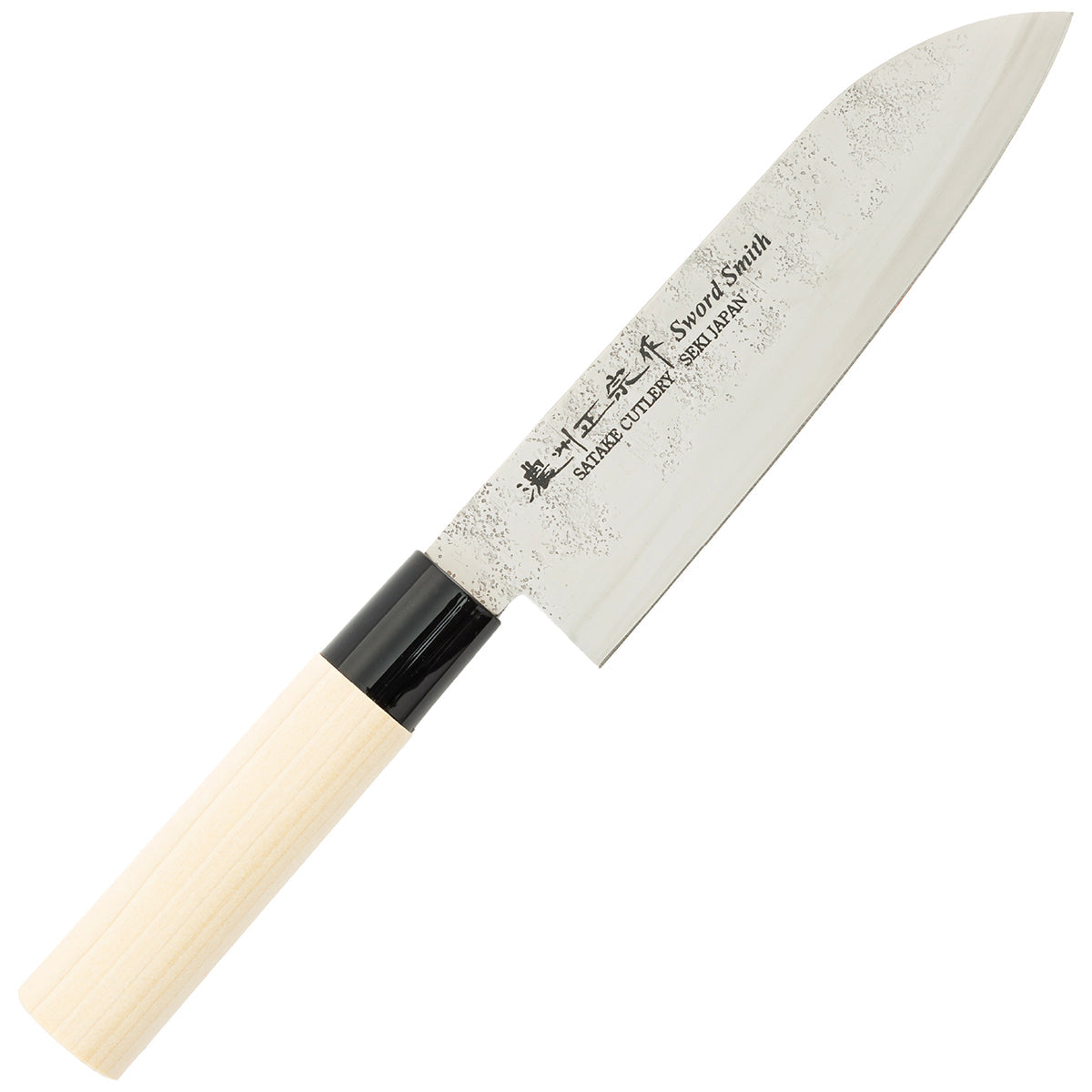 Santoku Knife, 6.9 Inch Japanese knife, Stainless Steel, 濃州正宗作, Nashiji, Handle: Untreated natural wood, Kitchen Knife, HOUCHO