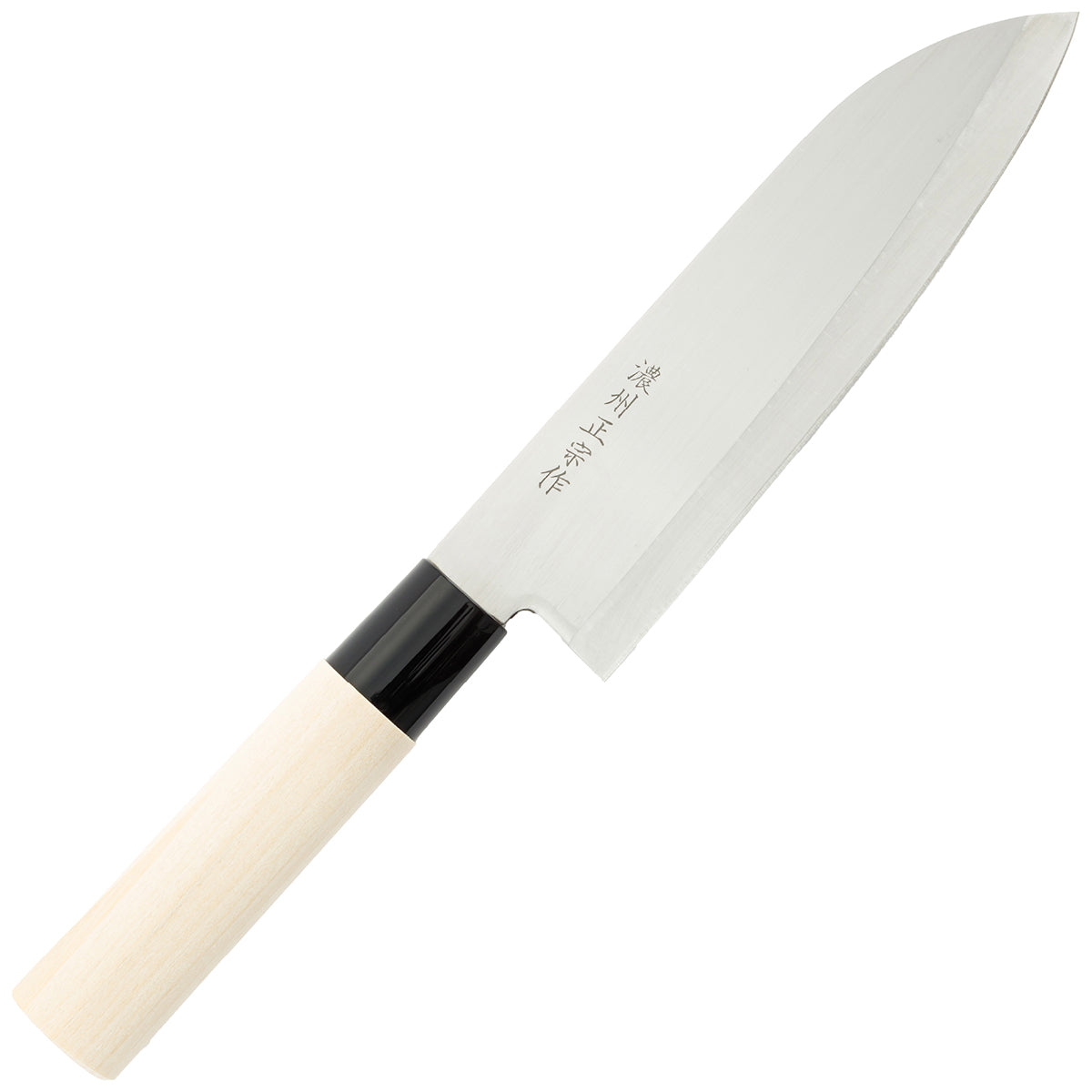 Santoku Knife, 6.9 Inch Japanese knife, Stainless Steel, 濃州正宗作, Handle: Untreated natural wood, Kitchen Knife, HOUCHO