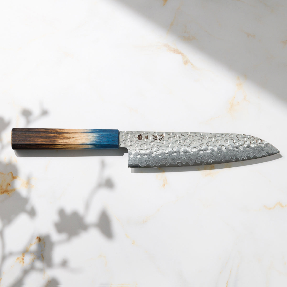 Santoku Knife, 7.1 Inch Japanese Kitchen Knives, 花刃包丁 堺, High Carbon Stainless Steel, Hammered Damascus, HOUCHO
