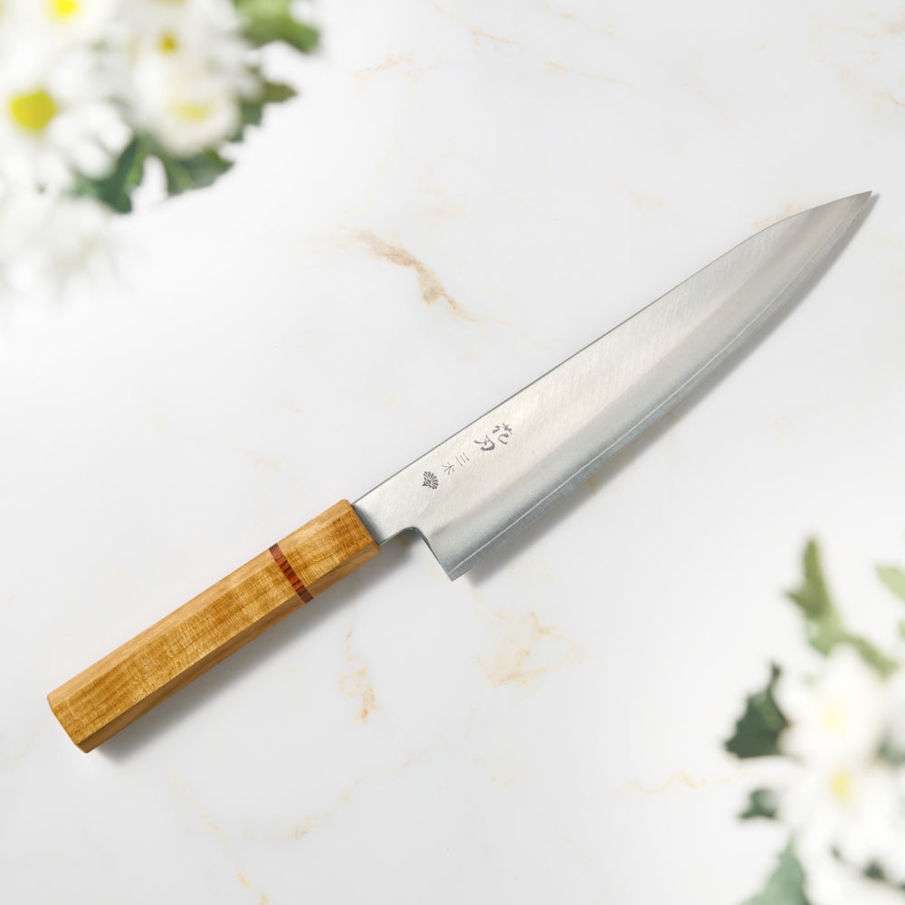 花刃包丁 (Hanaha Hocho) 8.3-Inch Gyuto Chef Knife – VG10 Steel, Mirror Polished Blade, Made in Miki, Japan