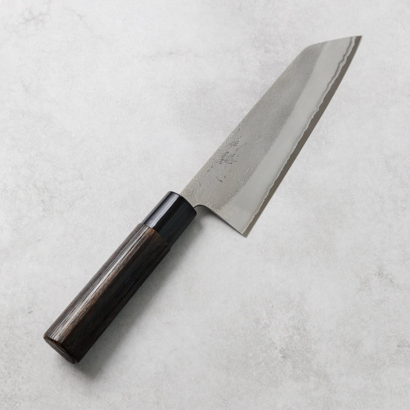 剣謙心 Santoku Knife 165mm – Versatile Double-Bevel Chef’s Knife | White #2 Steel Core | Handmade in Tsubame-Sanjo
