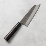 剣謙心 Stainless Steel Black Tsuchime Santoku Knife 165mm – Versatile Double-Bevel Chef’s Knife | White #2 Steel Core | Handmade in Tsubame-Sanjo