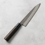 剣謙心 Stainless Steel Black Tsuchime Gyuto Knife 180mm – Versatile Double-Bevel Chef’s Knife | White #2 Steel Core | Handmade in Tsubame-Sanjo