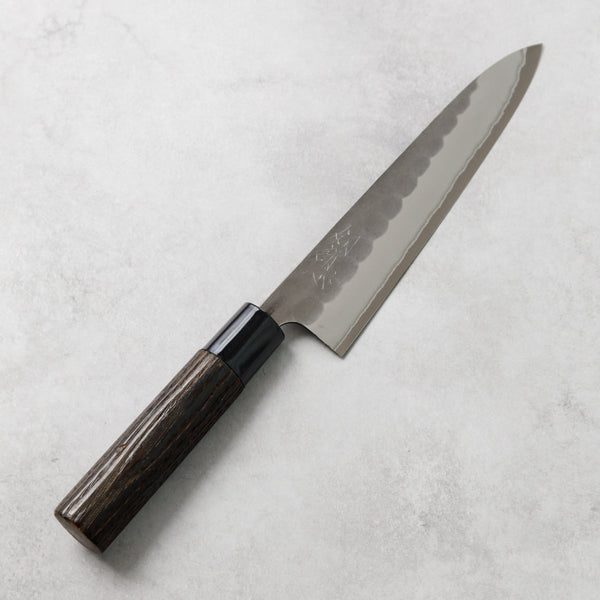 剣謙心 Stainless Steel Black Tsuchime Gyuto Knife 180mm – Versatile Double-Bevel Chef’s Knife | White #2 Steel Core | Handmade in Tsubame-Sanjo