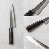 剣謙心 Stainless Steel Black Tsuchime Gyuto Knife 180mm – Versatile Double-Bevel Chef’s Knife | White #2 Steel Core | Handmade in Tsubame-Sanjo
