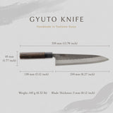 剣謙心 Stainless Steel Black Tsuchime Gyuto Knife 210mm – Versatile Double-Bevel Chef’s Knife | White #2 Steel Core | Handmade in Tsubame-Sanjo