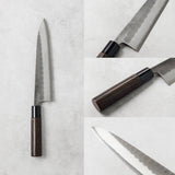 剣謙心 Stainless Steel Black Tsuchime Gyuto Knife 210mm – Versatile Double-Bevel Chef’s Knife | White #2 Steel Core | Handmade in Tsubame-Sanjo