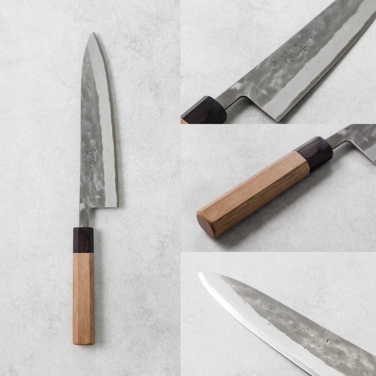 剣謙心 Stainless Steel Nashiji Gyuto Knife 210mm – Versatile Double-Bevel Chef’s Knife | Blue #2 Steel Core | Handmade in Tsubame-Sanjo