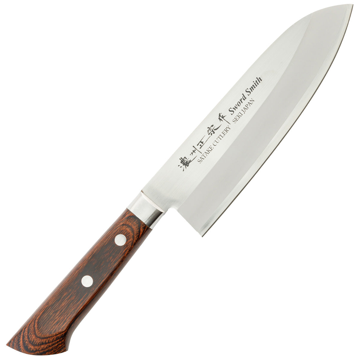 Santoku Knife, 6.7 Inch Japanese knife, CLAD STEEL, 濃州正宗作, Blasted Finish, Kitchen Knife, HOUCHO