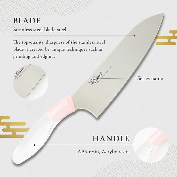 Santoku Knife, 6.7 Inch Japanese knife, stainless steel, 濃州正宗作, Handle: Acrylic, Kitchen Knife, HOUCHO