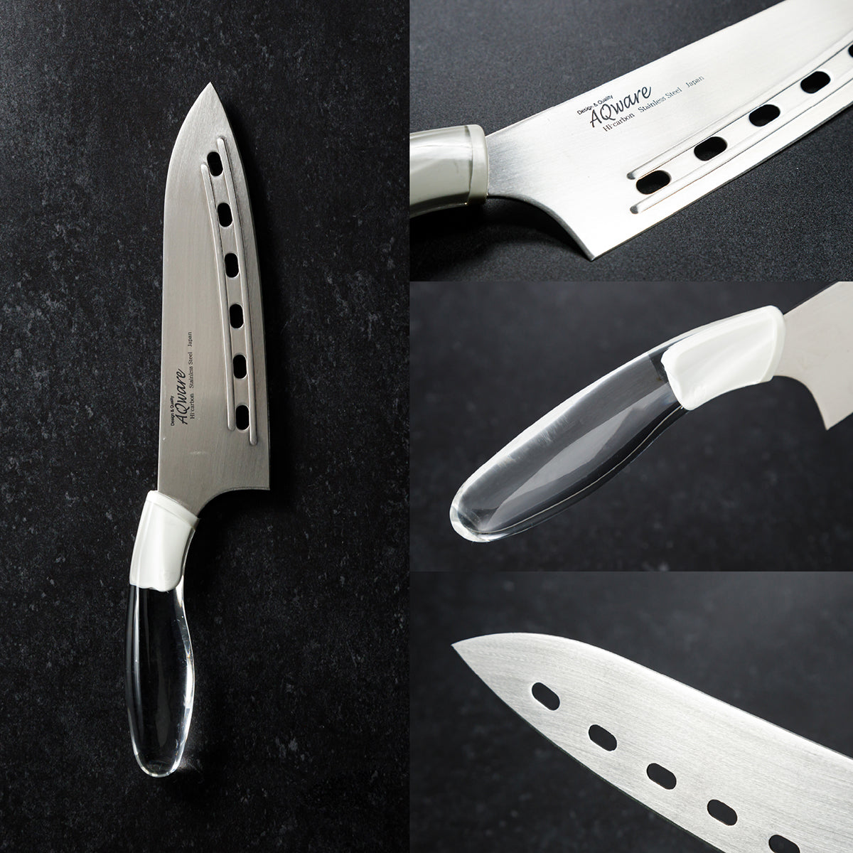 Perforated Knife, 6.7 Inch Japanese knife, stainless steel, 濃州正宗作, Handle: Acrylic, Kitchen Knife, HOUCHO