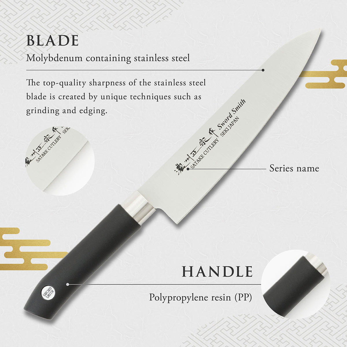 Chef Knife, 7.3 Inch Japanese knife, Stainless Steel, 濃州正宗作, Kitchen Knife, HOUCHO