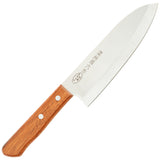 Santoku Knife, 6.5 Inch Japanese knife, Stainless Steel, 濃州孫六作, Handle: Natural wood, Kitchen Knife, HOUCHO