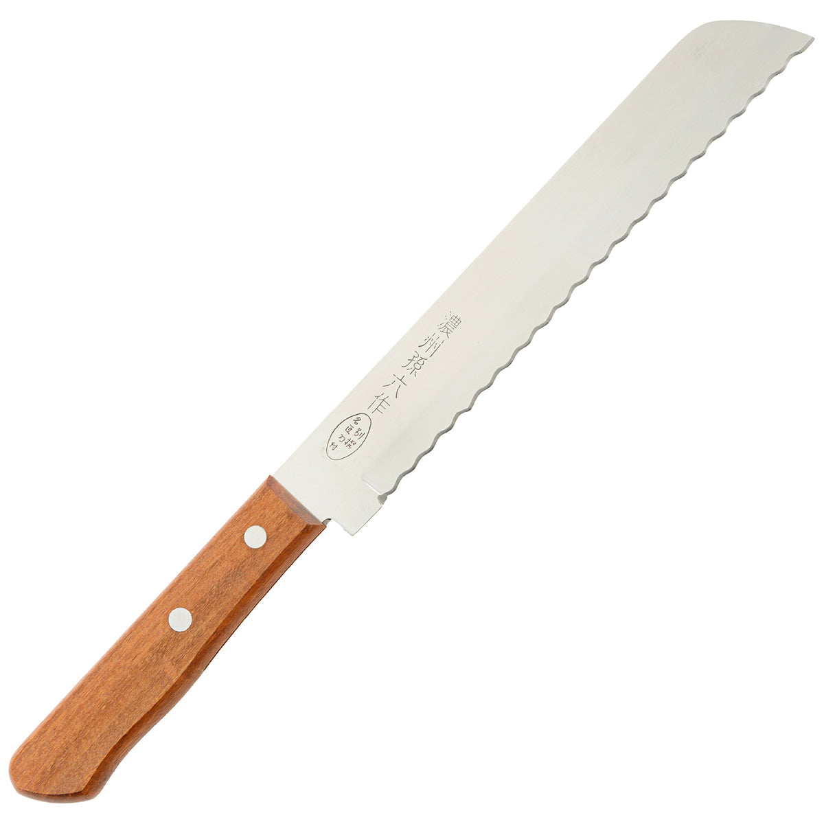 Bread Knife, 8.1 Inch Japanese knife, Stainless Steel, 濃州孫六作, Handle: Natural wood, Kitchen Knife, HOUCHO