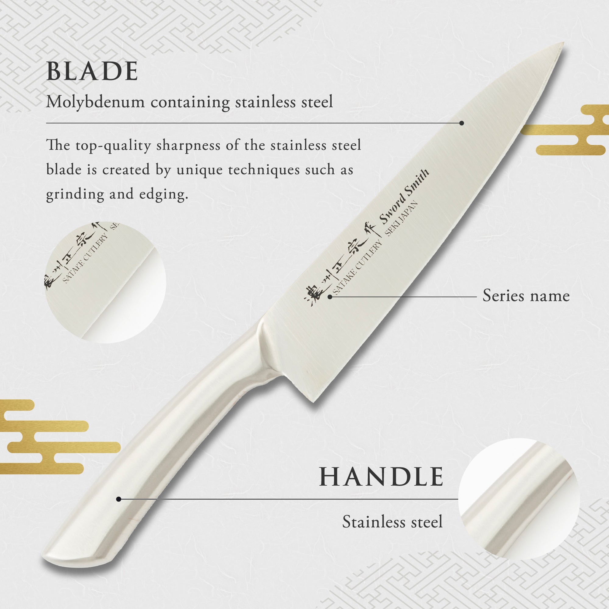 Chef Knife, 7.1 Inch Japanese knife, All stainless steel, 濃州正宗作, Kitchen Knife, HOUCHO