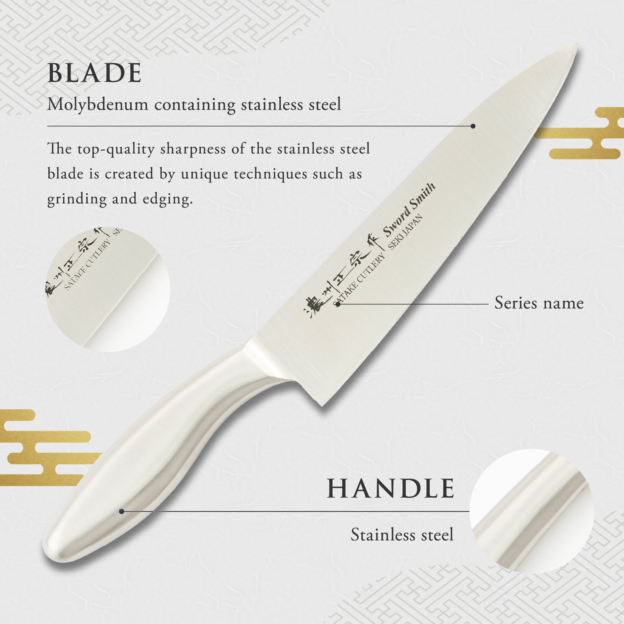 Chef Knife, 7.1 Inch Japanese knife, All stainless steel, 濃州正宗作, Kitchen Knife, HOUCHO