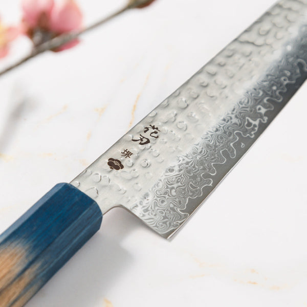 Chef Knife, 8.3 Inch Japanese Kitchen Knives, 花刃包丁 堺, High Carbon Stainless Steel, Hammered Damascus, HOUCHO