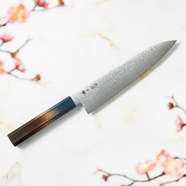 Chef Knife, 8.3 Inch Japanese Kitchen Knives, 花刃包丁 堺, High Carbon Stainless Steel, Polished Damascus, HOUCHO