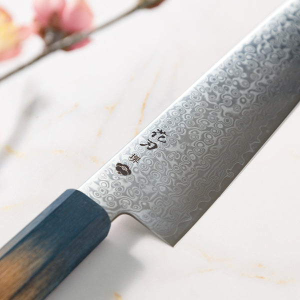 Chef Knife, 8.3 Inch Japanese Kitchen Knives, 花刃包丁 堺, High Carbon Stainless Steel, Polished Damascus, HOUCHO