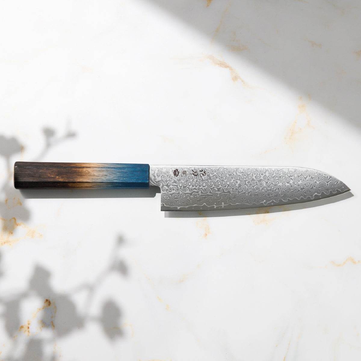 Santoku Knife, 7.1 Inch Japanese Kitchen Knives, 花刃包丁 堺, High Carbon Stainless Steel, Polished Damascus, HOUCHO