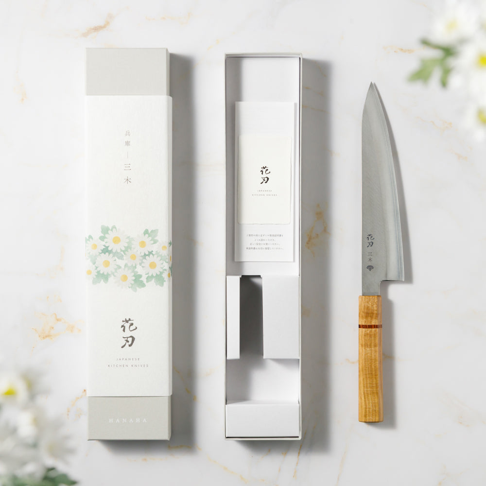 花刃包丁 (Hanaha Hocho) 8.3-Inch Gyuto Chef Knife – VG10 Steel, Mirror Polished Blade, Made in Miki, Japan