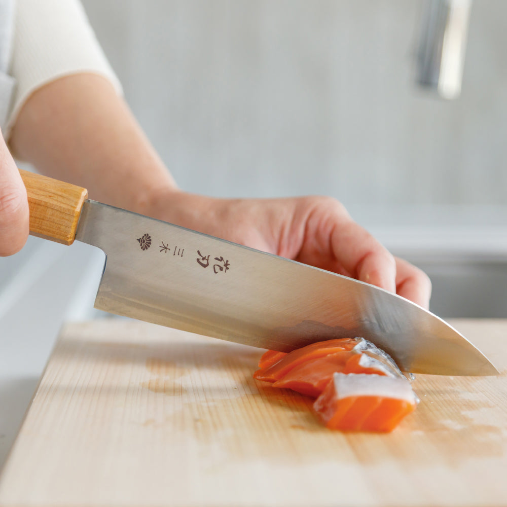 花刃包丁 (Hanaha Hocho) 6.5-Inch Santoku Knife – VG10 Steel, Mirror Polished Blade, Made in Miki, Japan