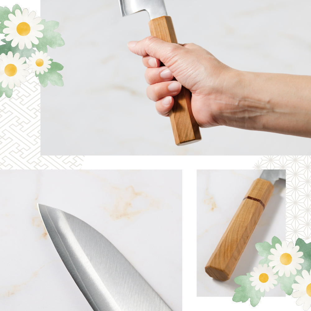 花刃包丁 (Hanaha Hocho) 6.5-Inch Santoku Knife – VG10 Steel, Mirror Polished Blade, Made in Miki, Japan