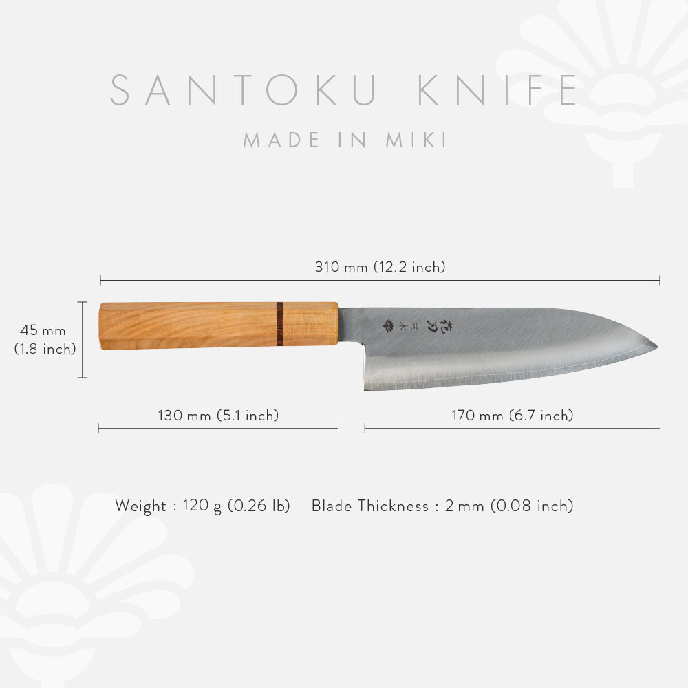 花刃包丁 (Hanaha Hocho) 6.5-Inch Santoku Knife – VG10 Steel, Mirror Polished Blade, Made in Miki, Japan