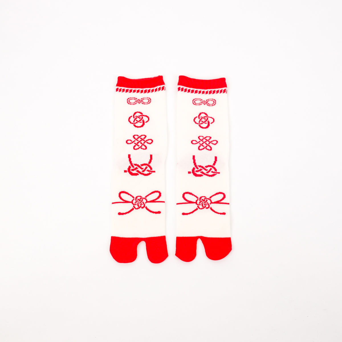 Tabi Socks - Mizuhiki, Red / mid calf