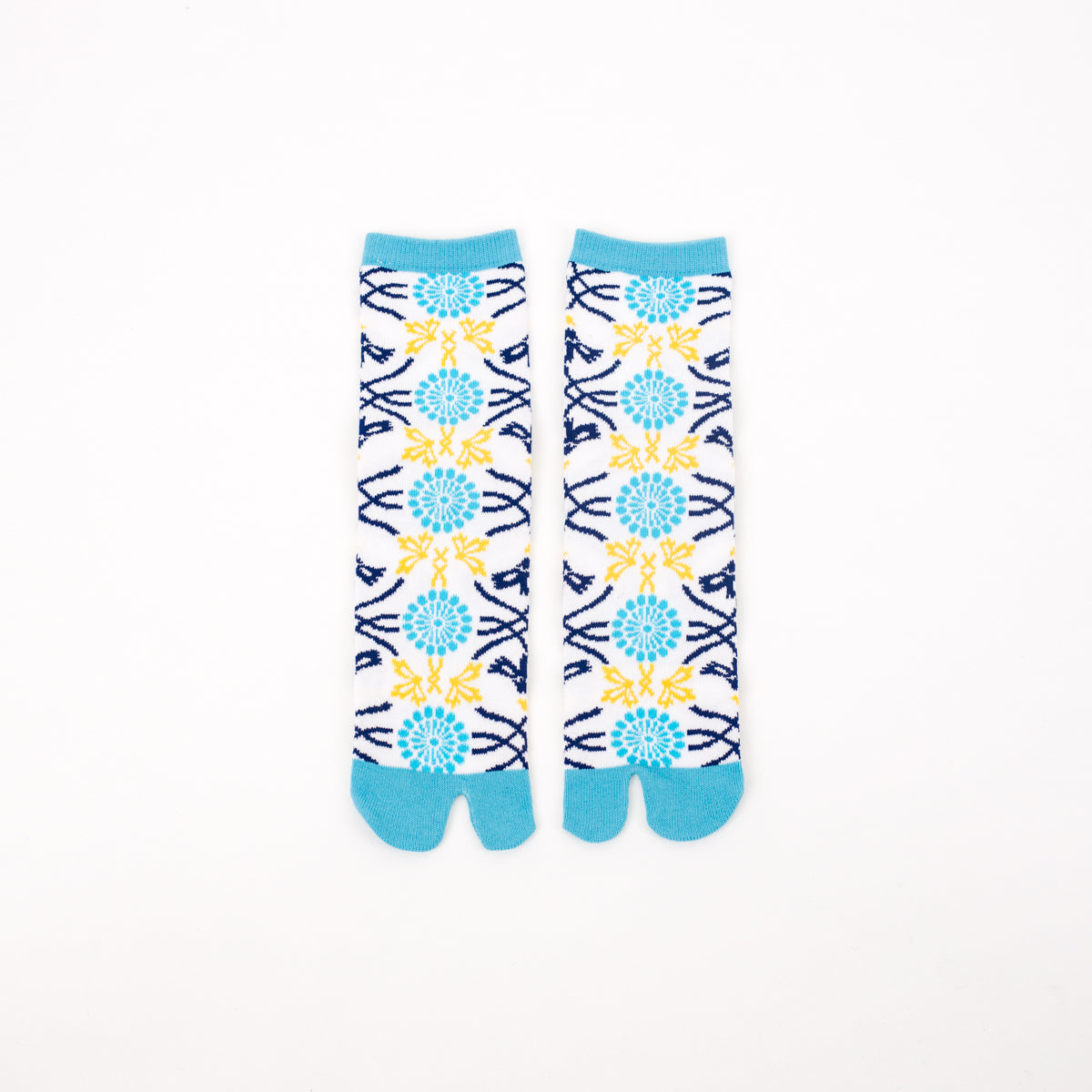 Tabi Socks - Toruta Kiku, Blue / mid calf