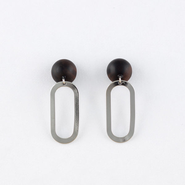 Kyu x Oval Earrings Ebony Titanium
