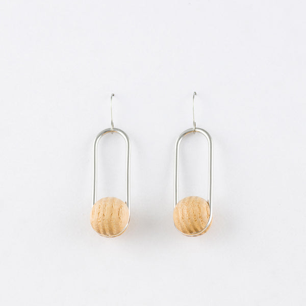 Oval Earrings White Ash Silver Surgical Stainless Steel