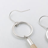 Tassel Earrings White Ash Silver Surgical Stainless Steel
